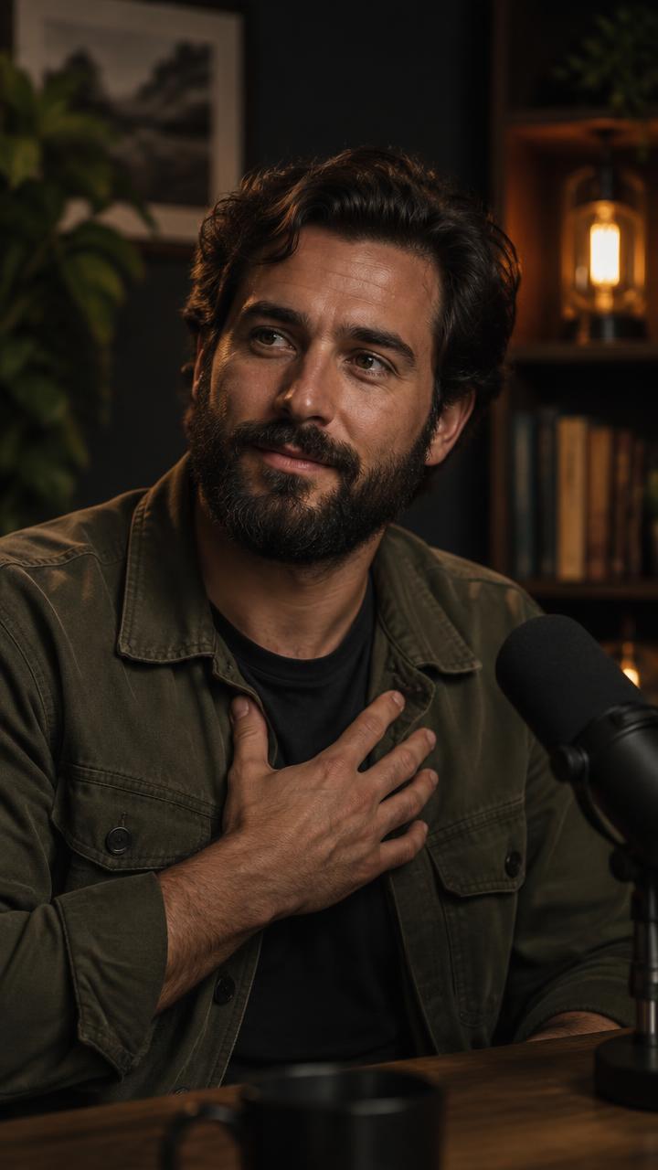 Vertical clip preview of a podcast host listening thoughtfully